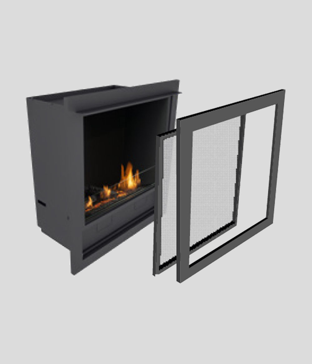 L-Fire in casing with frame+mesh