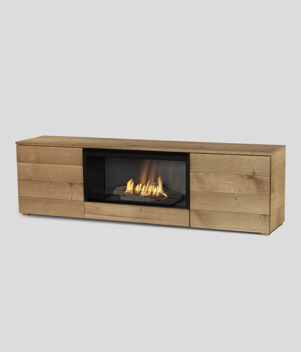 Pure Flame TV Box natural oak